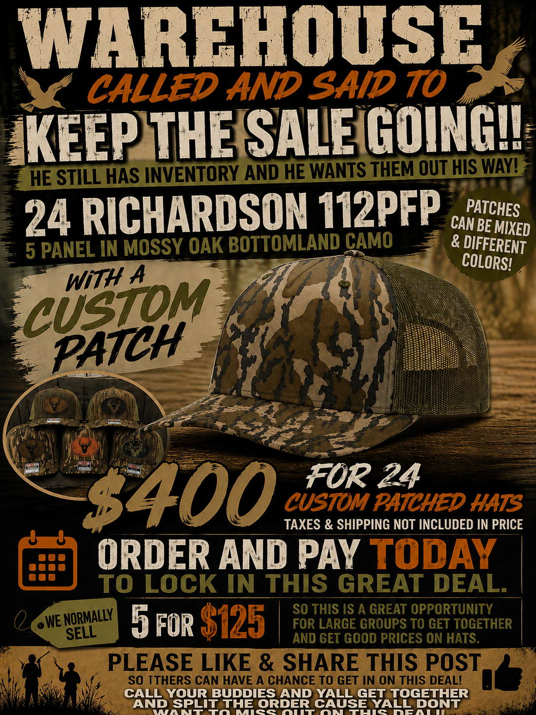 Hunting club special Mossy Oak Bottomland Richardson 112PFP 5 panel