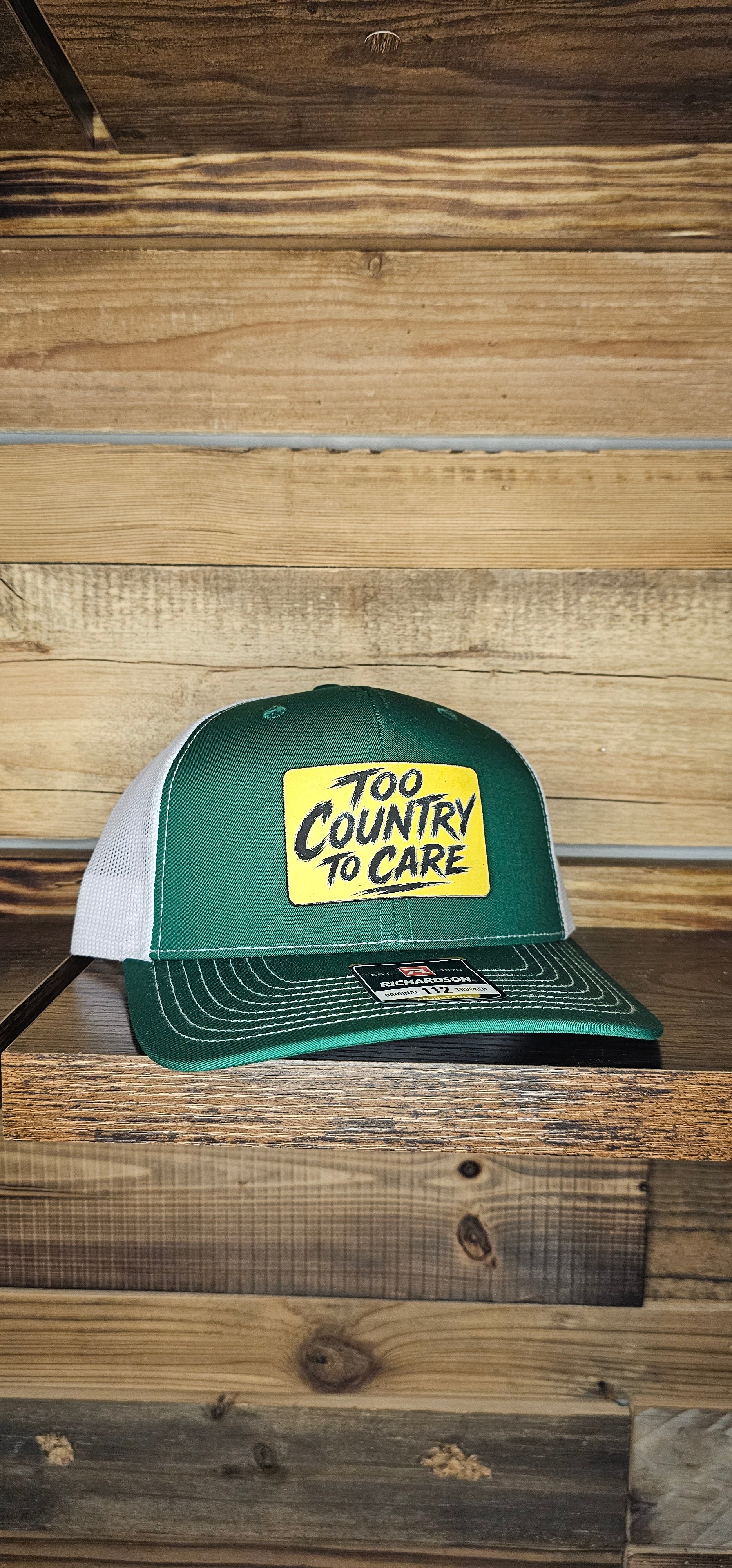 Richardson 112 Hat grn/wh leather patch Too Country