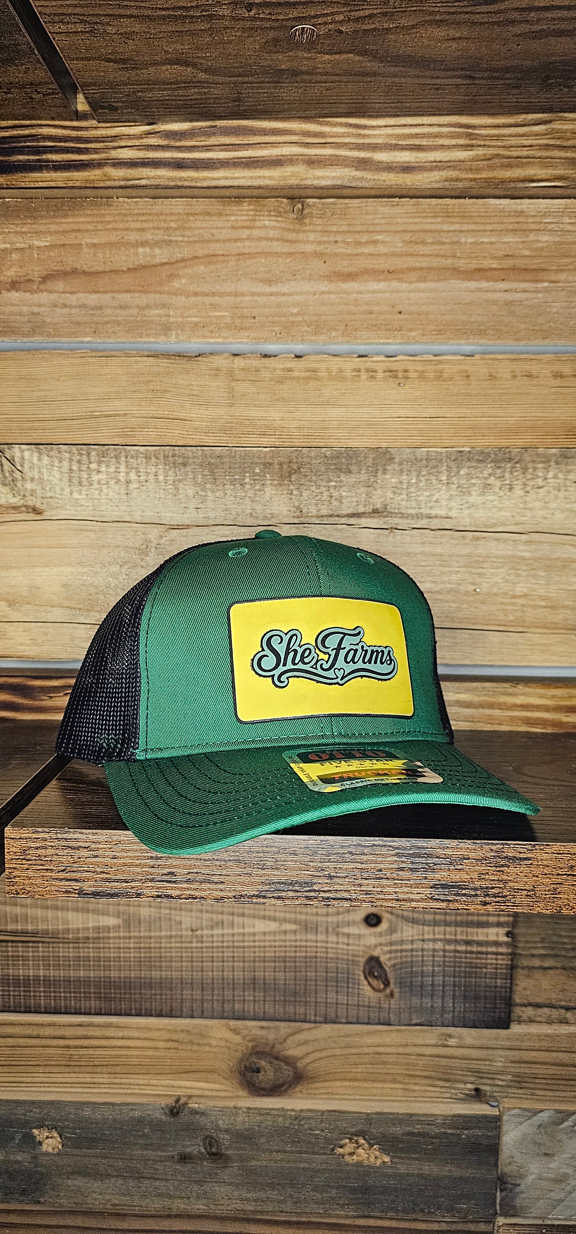 Richardson 112 Hat grn/blk She farms leather