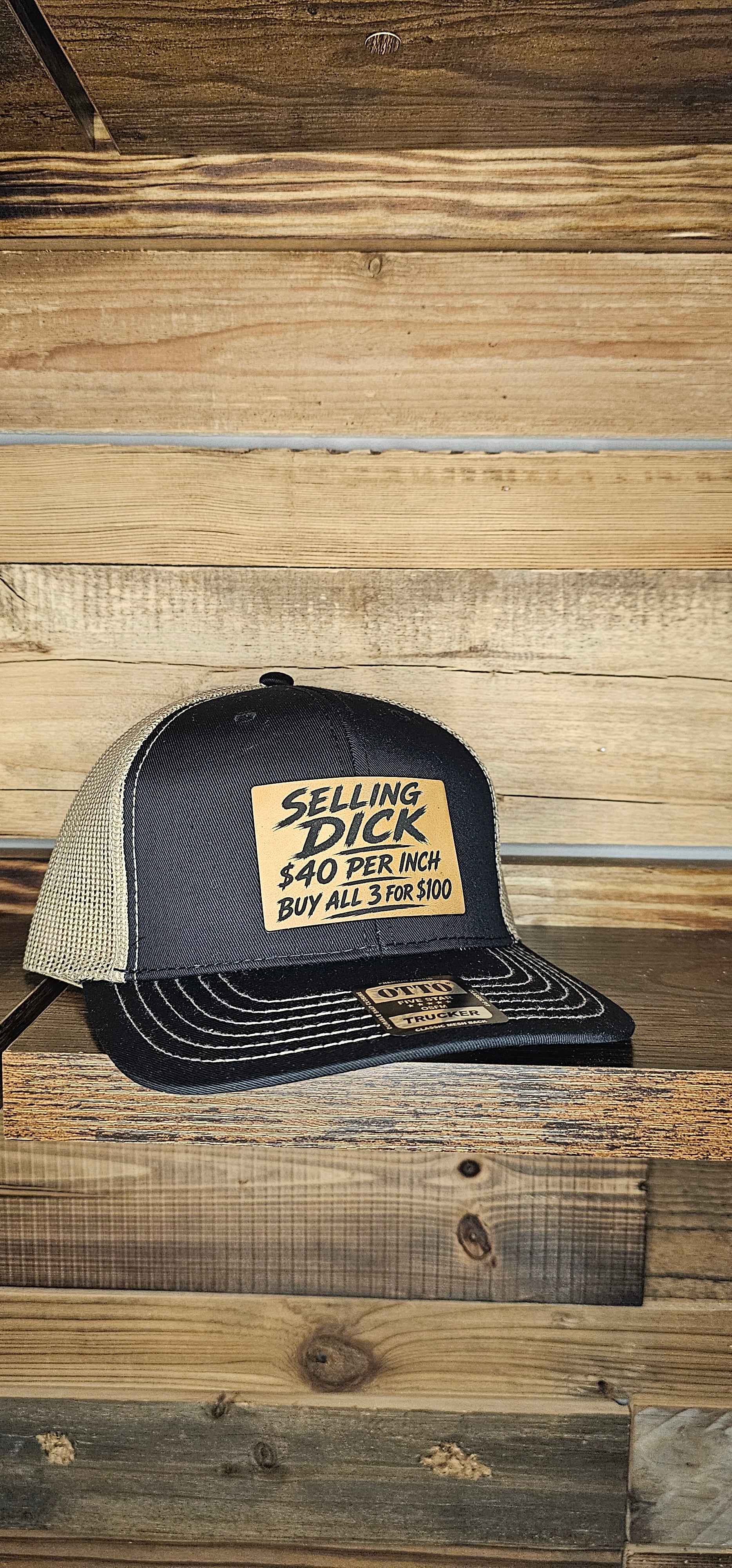 Richardson 112 Hat blk/tan leather patch